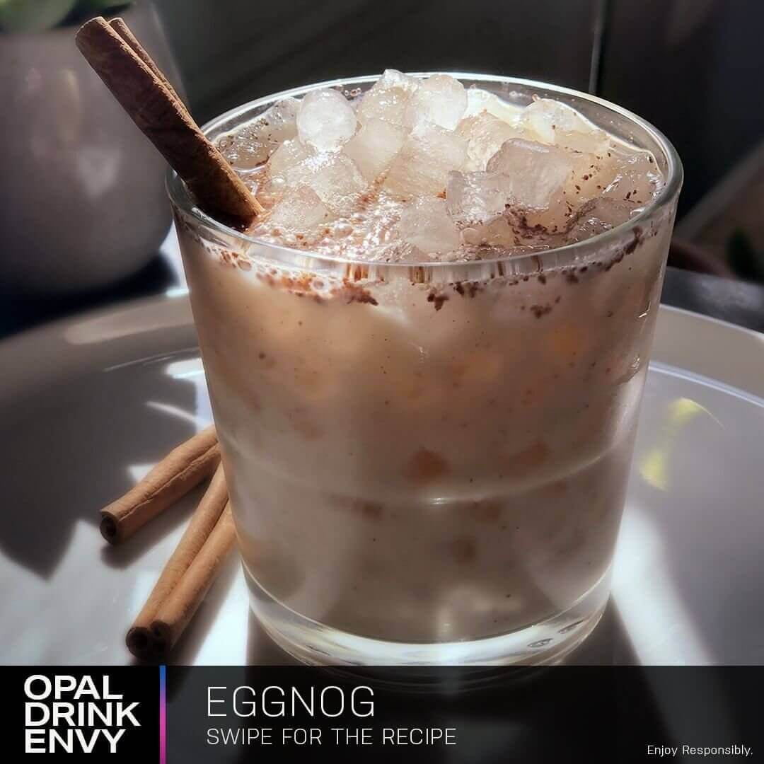 Recipe photo of iced egg nog chilled with Opal nugget ice 